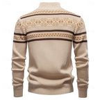 Zip Up Cardigan with Fair Isle Pattern and Stand Collar, Full Sleeves All Vera Mart