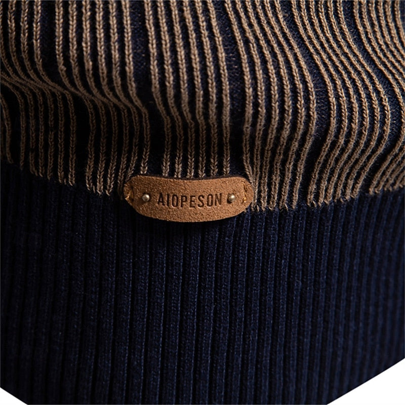 Mock Neck Sweater with Vertical Ribbed Knit and Full Sleeves, Tailored Fit All Vera Mart