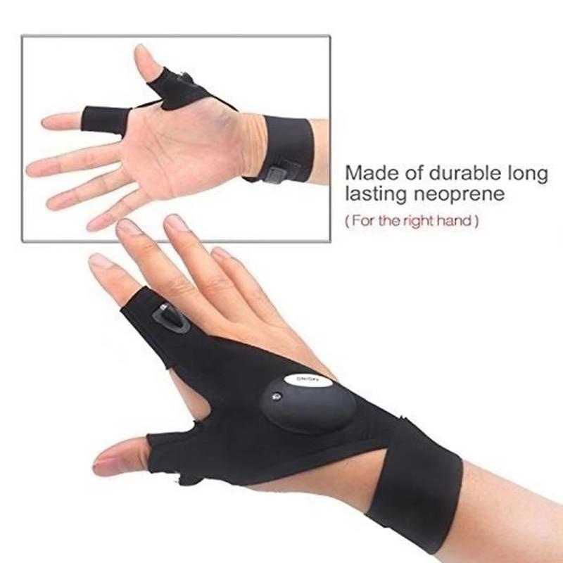Fingerless Work Gloves with Dual LED Finger Lights and Adjustable Strap All Vera Mart