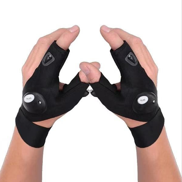 Fingerless Work Gloves with Dual LED Finger Lights and Adjustable Strap All Vera Mart
