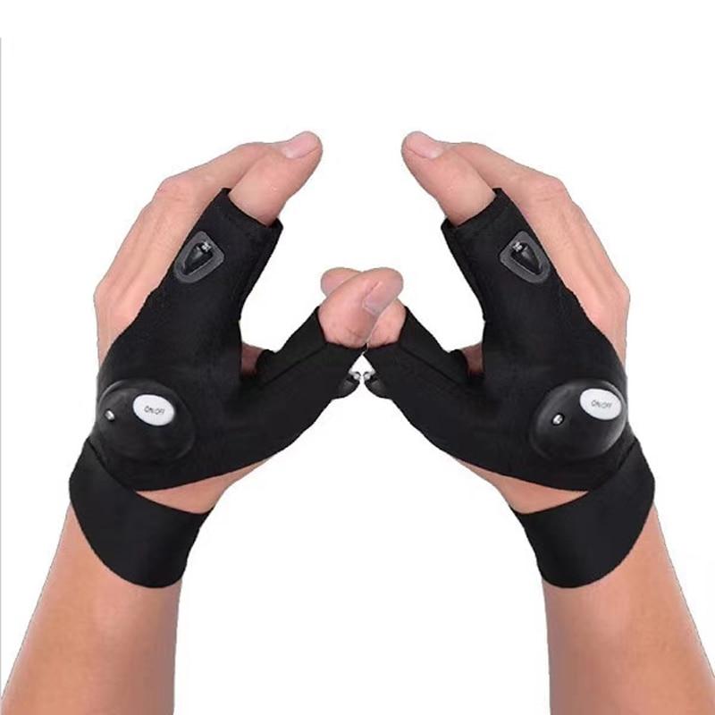 Fingerless Work Gloves with Dual LED Finger Lights and Adjustable Strap All Vera Mart