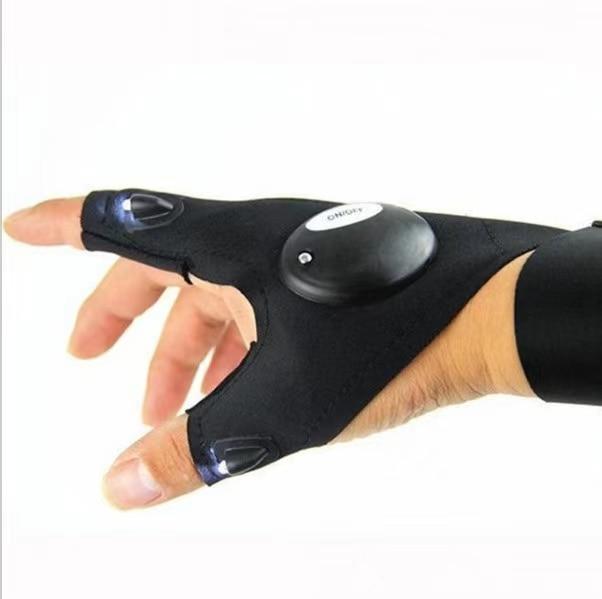 Fingerless Work Gloves with Dual LED Finger Lights and Adjustable Strap All Vera Mart