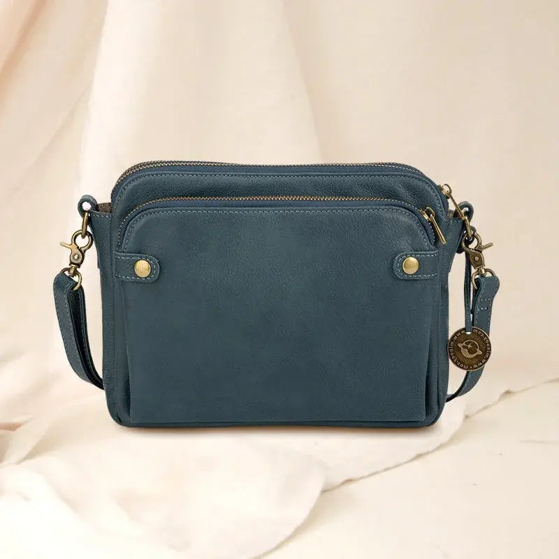 Leather Crossbody Bag with Three Compartments and Detachable Strap, Convertible Clutch All Vera Mart