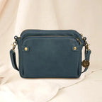 Leather Crossbody Bag with Three Compartments and Detachable Strap, Convertible Clutch All Vera Mart