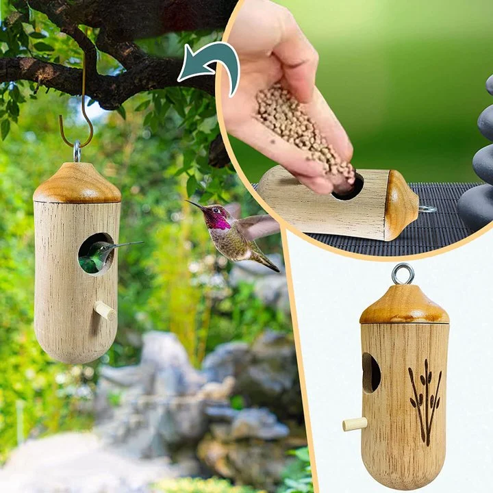Hummingbird Nesting House with Wood Grain Finish and Hanging Hook All Vera Mart