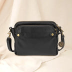 Leather Crossbody Bag with Three Compartments and Detachable Strap, Convertible Clutch All Vera Mart