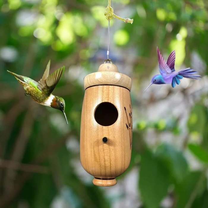 Hummingbird Nesting House with Wood Grain Finish and Hanging Hook All Vera Mart