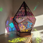 Projection Night Light with Wooden Frame and Colorful Wall Patterns All Vera Mart