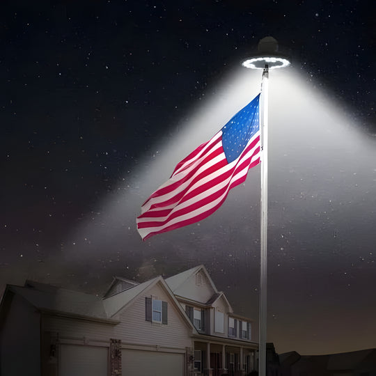 LED Flagpole Top Light with Solar Panel and Automatic Dusk Sensor All Vera Mart