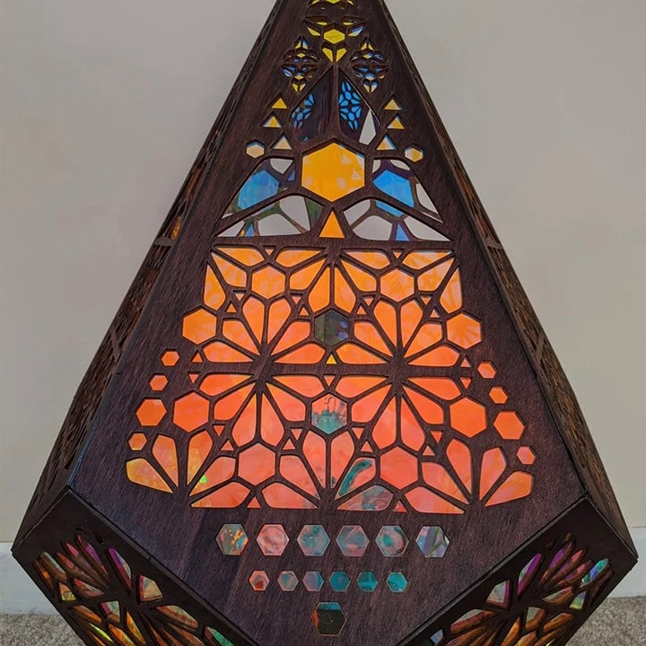 Projection Night Light with Wooden Frame and Colorful Wall Patterns All Vera Mart
