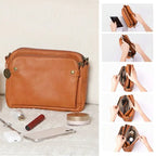 Leather Crossbody Bag with Three Compartments and Detachable Strap, Convertible Clutch All Vera Mart