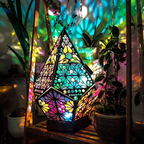 Projection Night Light with Wooden Frame and Colorful Wall Patterns All Vera Mart