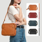 Leather Crossbody Bag with Three Compartments and Detachable Strap, Convertible Clutch All Vera Mart