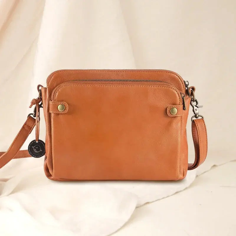 Leather Crossbody Bag with Three Compartments and Detachable Strap, Convertible Clutch All Vera Mart