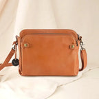 Leather Crossbody Bag with Three Compartments and Detachable Strap, Convertible Clutch All Vera Mart
