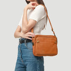 Leather Crossbody Bag with Three Compartments and Detachable Strap, Convertible Clutch All Vera Mart