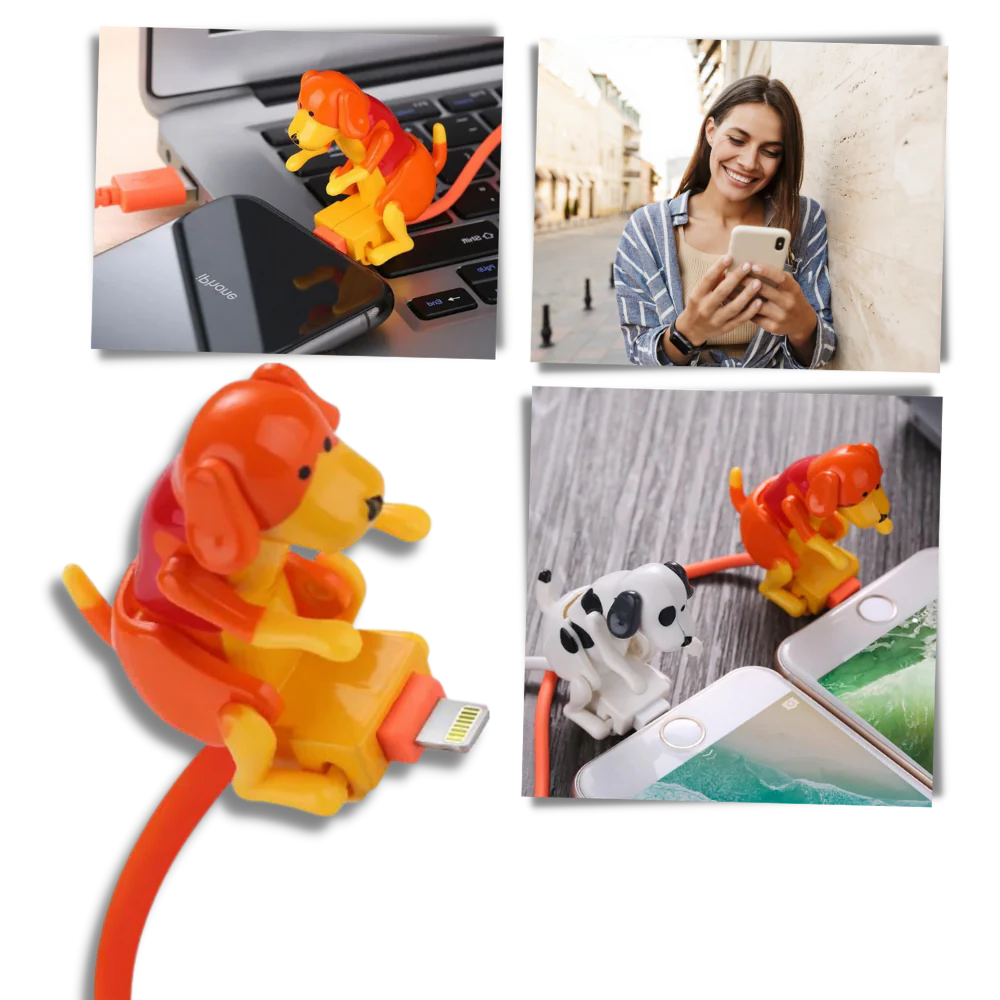 Animated Dog Charging Cable with 3 Connectors and Fast Power Delivery All Vera Mart