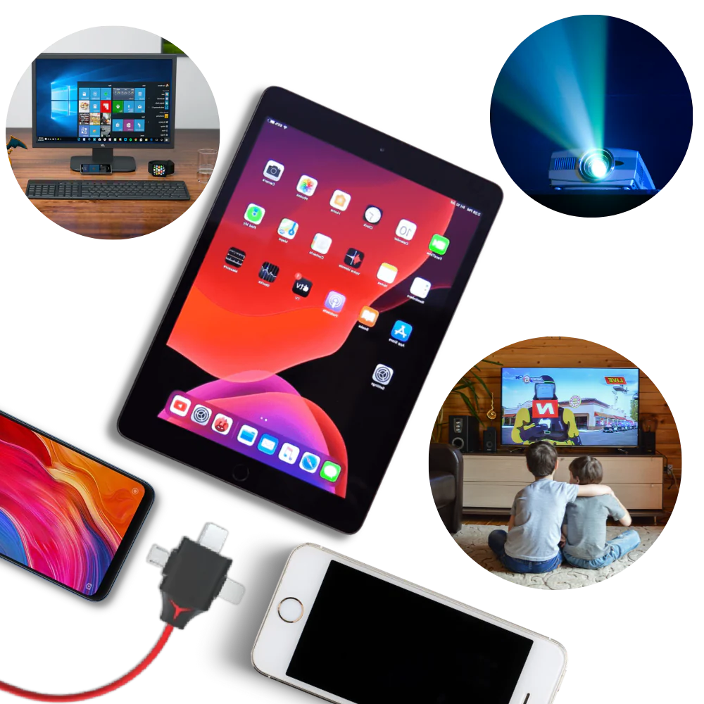 Mobile HDMI Adapter with Triple Device Connectors and USB Charging Port All Vera Mart