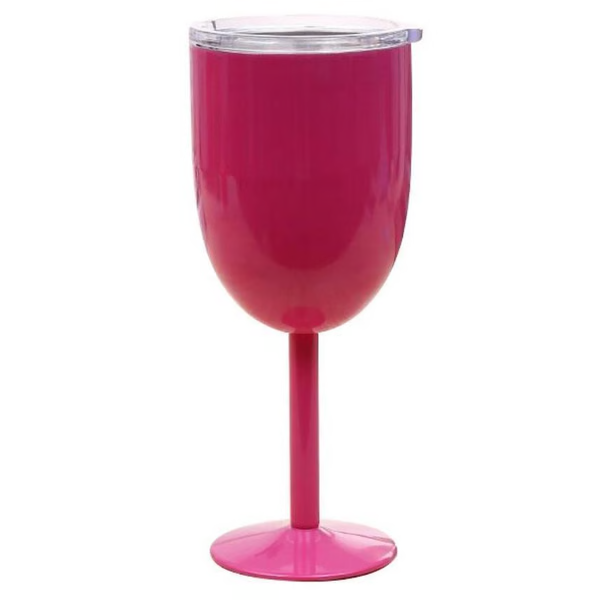 Double Wall Stainless Steel Wine Cup with Leak Resistant Lid and Condensation Blocking All Vera Mart