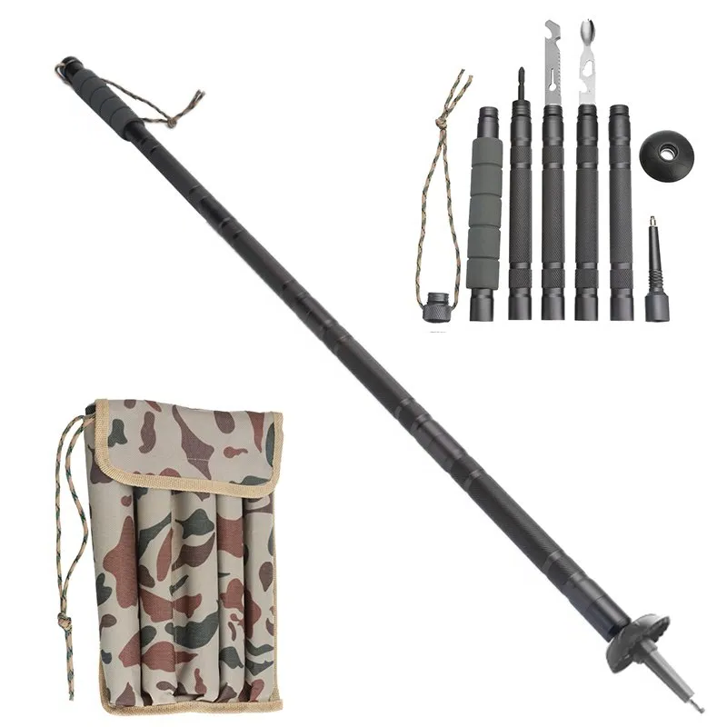 Multitool Walking Stick with Built-In Knife and Fire Starter, 41.73in All Vera Mart