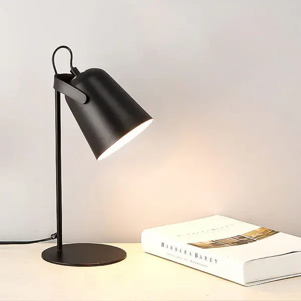 Table Lamp with Bucket-Shaped Shade and Iron Base for Bedroom Desk, Macaron Colors All Vera Mart