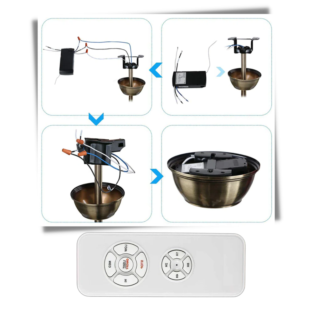 Ceiling Fan and Light Remote Control with 65 Foot Range and Dual Speed Settings All Vera Mart