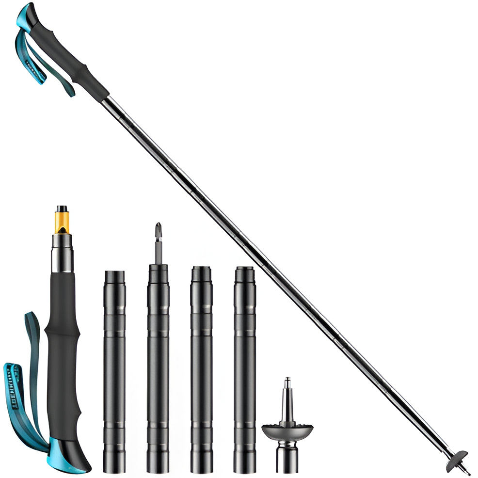 Modular Trekking Pole with Integrated Carbon Steel Tools and Adjustable Length All Vera Mart
