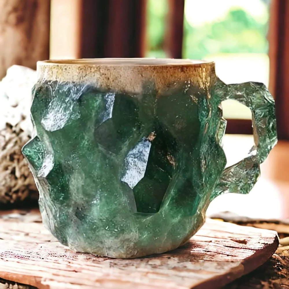 Crystal Faceted Coffee Mug with Light Reflecting Design, 10oz Capacity All Vera Mart