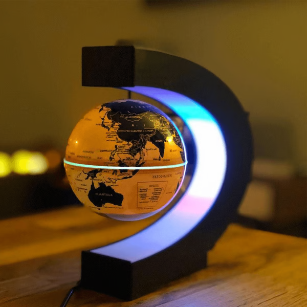 Levitating Earth Globe with Multicolored LED Ring Light and Positioning Sticks All Vera Mart