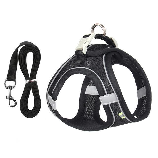 Reflective Dog Harness Vest with Included Leash and Breathable Chest Design All Vera Mart