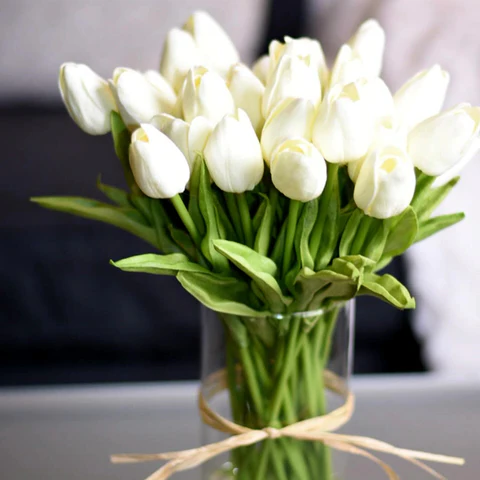 Artificial Tulip Stems with Realistic Petals and Flexible Design, 13.7 Inches All Vera Mart