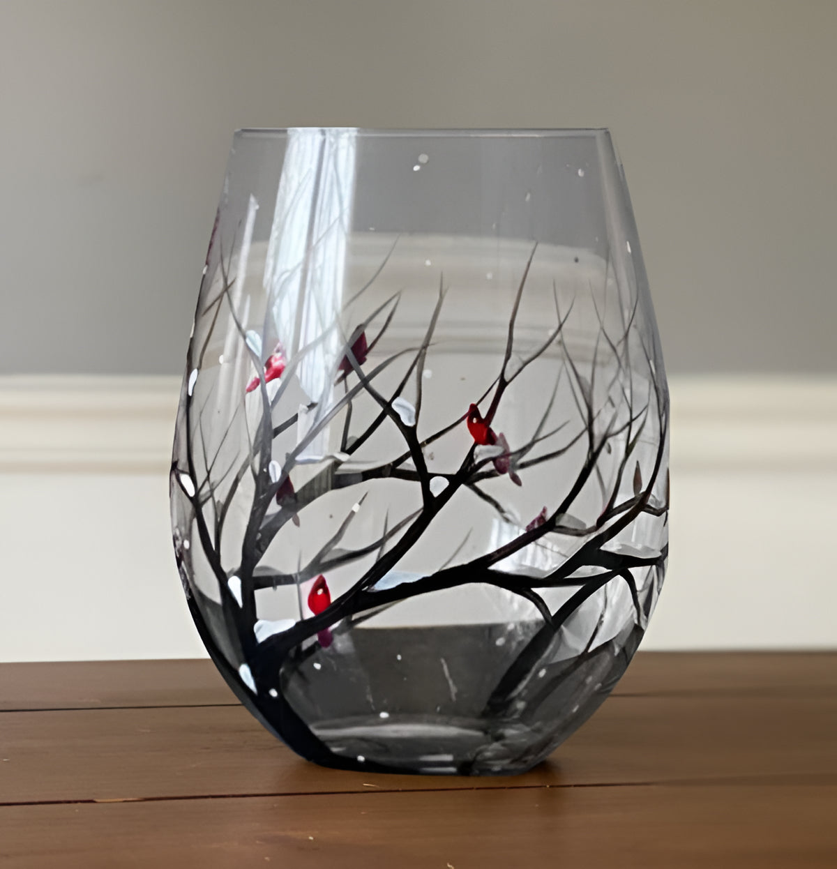 Hand Painted Wine Glasses with Four Seasons Tree Design, 12 Ounce Capacity All Vera Mart
