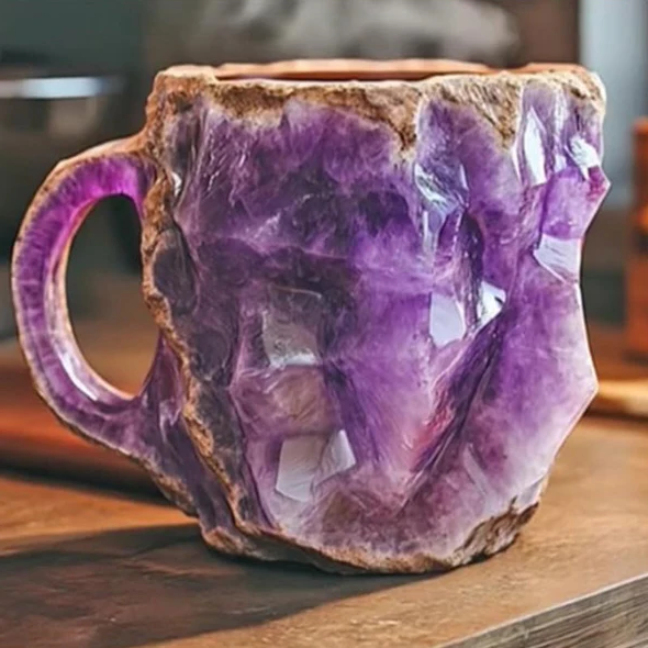 Crystal Faceted Coffee Mug with Light Reflecting Design, 10oz Capacity All Vera Mart
