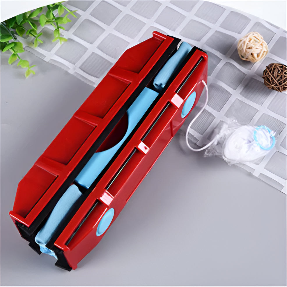 Double-Sided Magnetic Window Cleaner with Safety Cord and Replaceable Microfiber Pads All Vera Mart