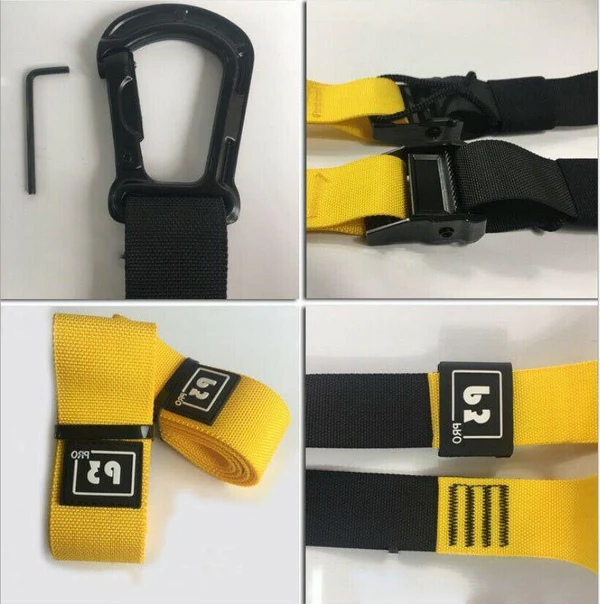 Suspension Trainer System with Adjustable Resistance Straps and Door Anchor, 400lb Capacity All Vera Mart