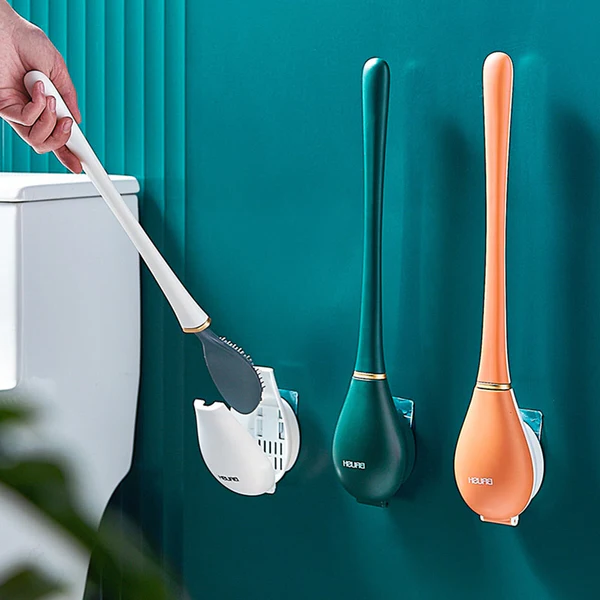 Toilet Brush with Silicone Nubs and Wall Mount Holder, Fast Drying All Vera Mart