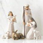 Handmade Barn Wood Nativity Creche with Six Wooden Figures and Metal Frame All Vera Mart