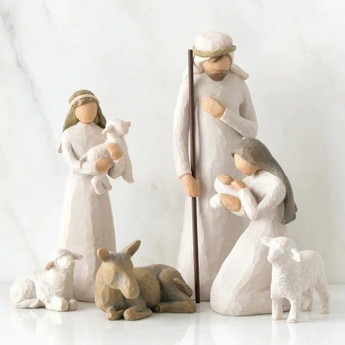 Handmade Barn Wood Nativity Creche with Six Wooden Figures and Metal Frame All Vera Mart