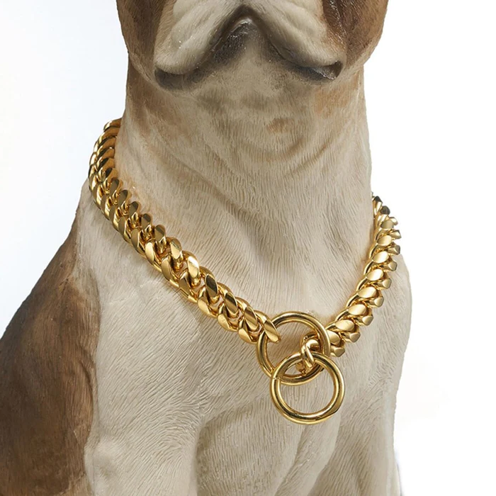 Solid Steel Dog Collar with High Polish Finish and Chew Proof Links All Vera Mart