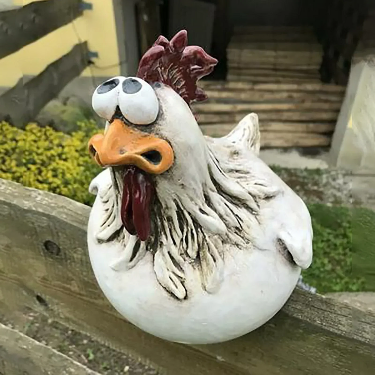 Resin Chicken Garden Statue with Hand Painted Details and Weather Resistant Design All Vera Mart