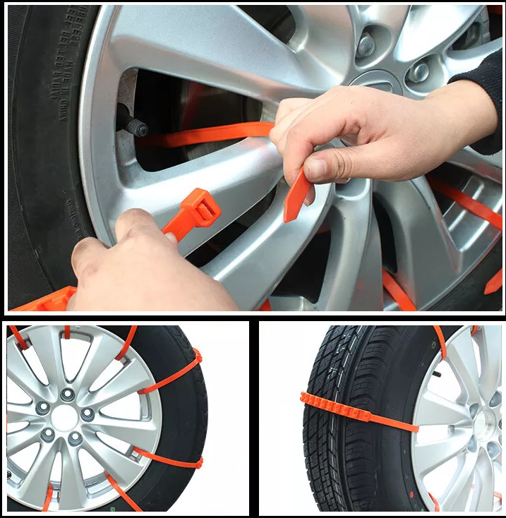 Nylon Tire Snow Chains with Cleated Grip and Easy Installation for 6.5-10.5in Tires All Vera Mart