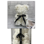 Foam Rose Teddy Bear with Ribbon Accent, 9.8 Inches Tall All Vera Mart