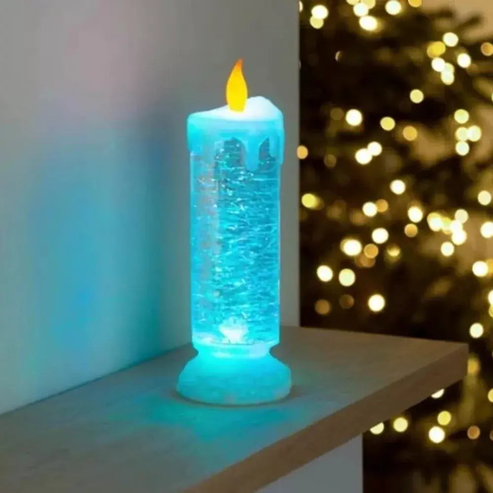 Color Changing LED Candle with Spinning Glitter and USB or Battery Power, Polymer 10.2in All Vera Mart
