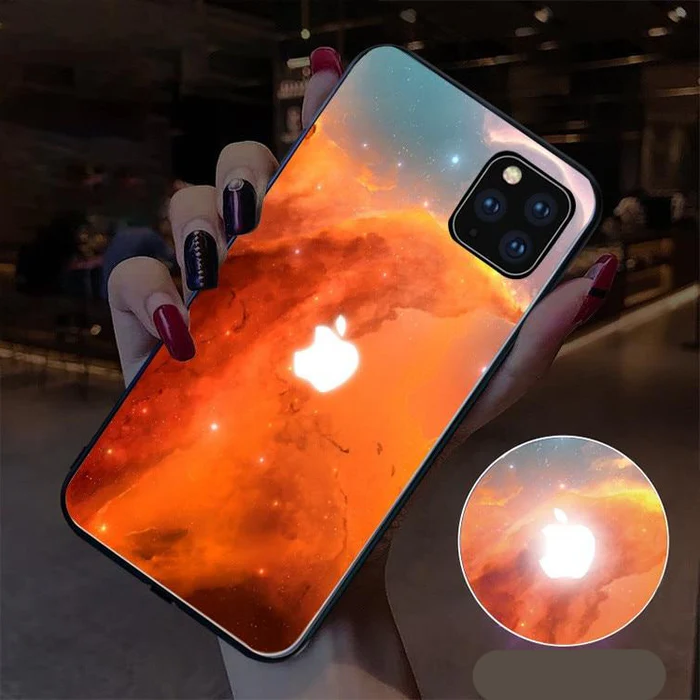 Color Changing LED Phone Case with 7-Color Notification Lights and Tempered Glass Back All Vera Mart