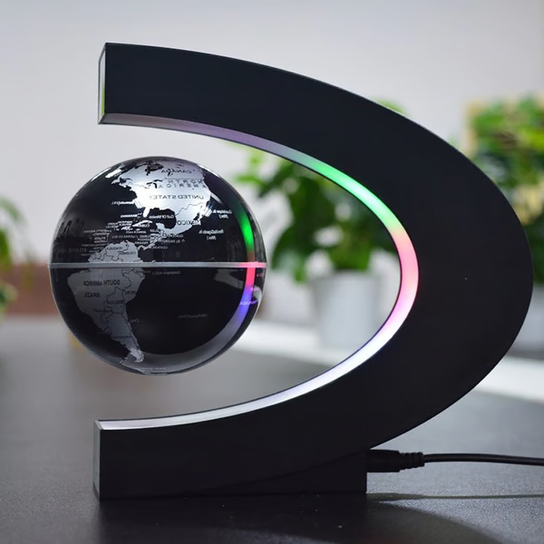 Levitating Earth Globe with Multicolored LED Ring Light and Positioning Sticks All Vera Mart
