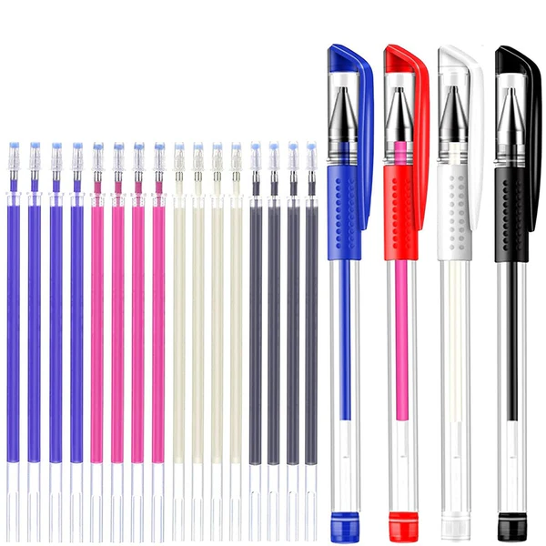 Fabric Marking Pens with Heat Erasable Ink, 16 Refillable Pens in 4 Colors All Vera Mart