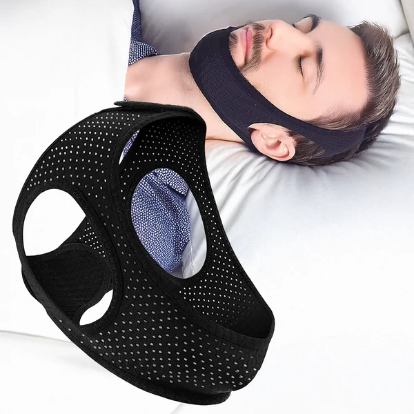 Anti Snoring Chin Strap with Adjustable Hook and Loop Closure, Breathable Stretchy Fabric All Vera Mart