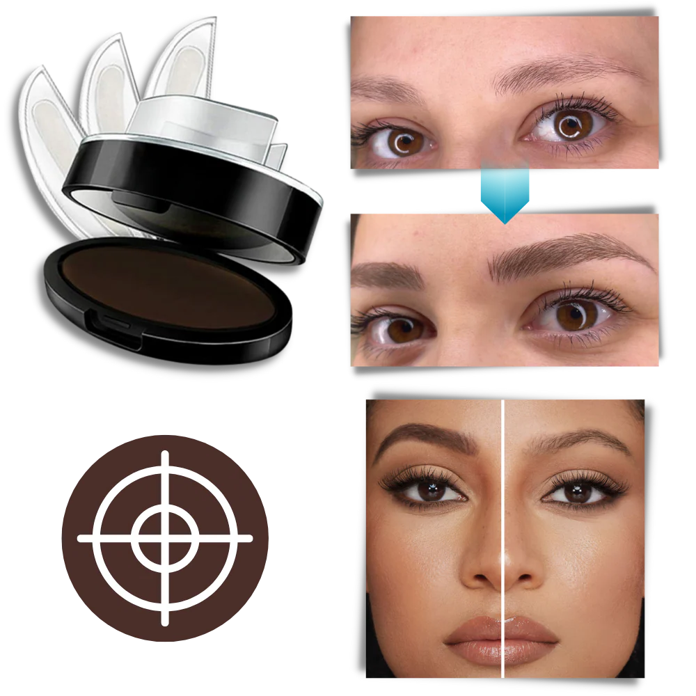 Eyebrow Stamp with Waterproof Powder and Blending Sponge, Two-Piece Set All Vera Mart
