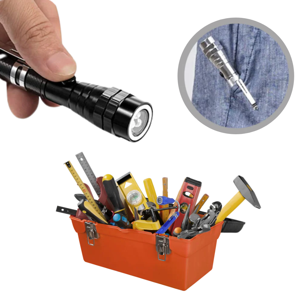 Extendable Magnetic Flashlight with Gooseneck and Pen Clip for Metal Retrieval All Vera Mart