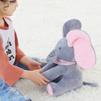 Interactive Singing Elephant Plush Toy with Peek-a-boo Ear Flapping and Built-in Song All Vera Mart